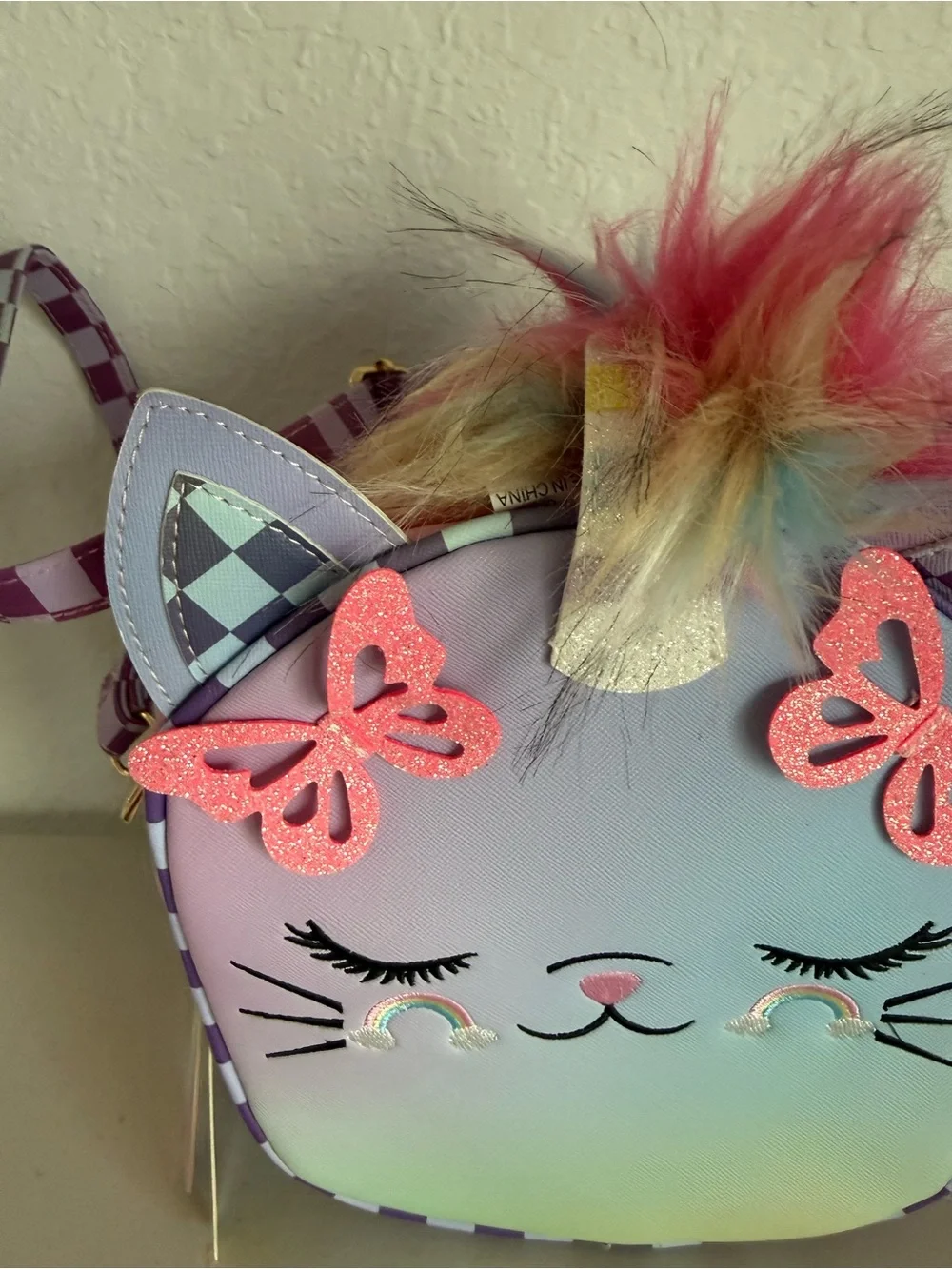 New girls Under One Sky Pastel Unicorn Cat Crossbody Bag - Pink & Lavender